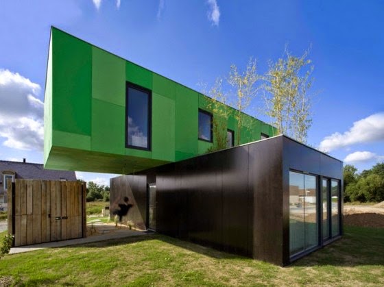 Modern house built with recycled containers Modern house built with recycled containers