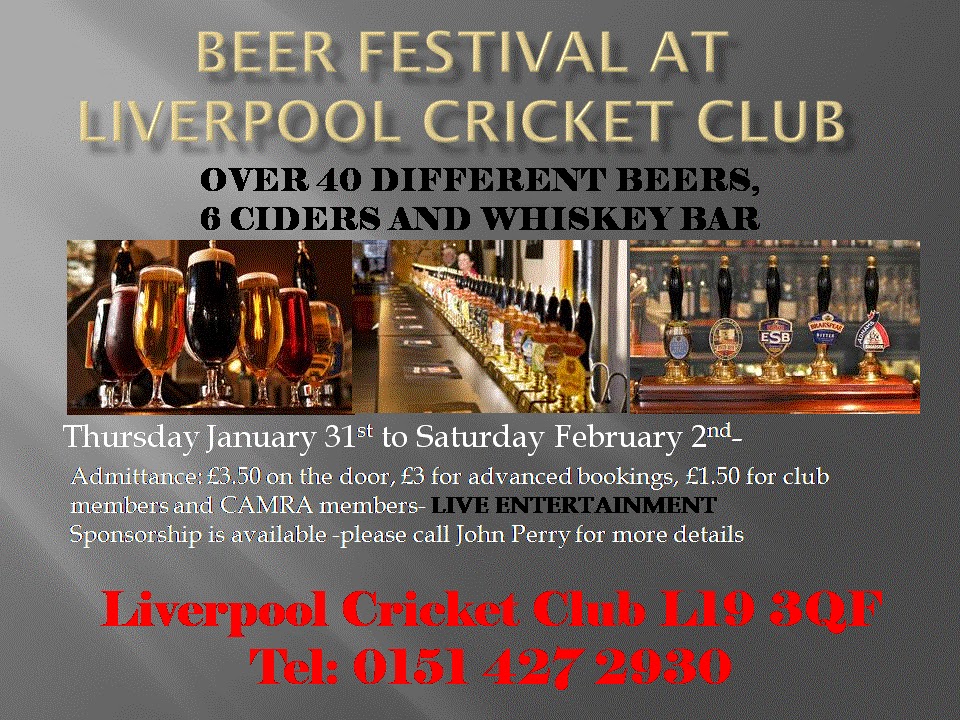 ReARM RedNev's Blog Liverpool Cricket Club Beer Festival