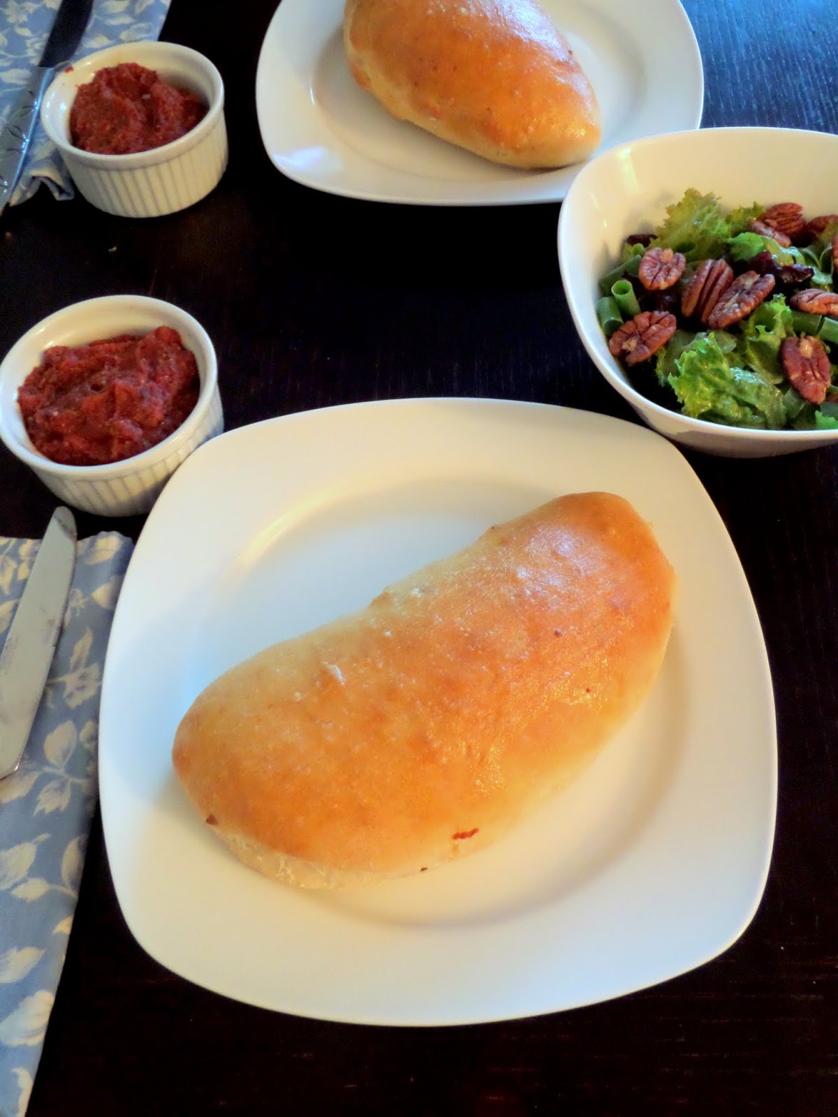 Meatball Calzones:  Hot gooey cheese and meatballs folded inside a soft and chewy pizza crust.