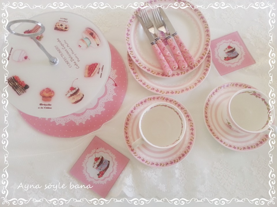 Ayna Söyle Bana Pink & more 2 kisilik pasta seti