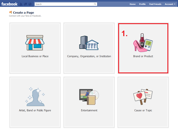 create facebook. Go to the CREATE FAN PAGE LINK on Facebook and select Brand or Product