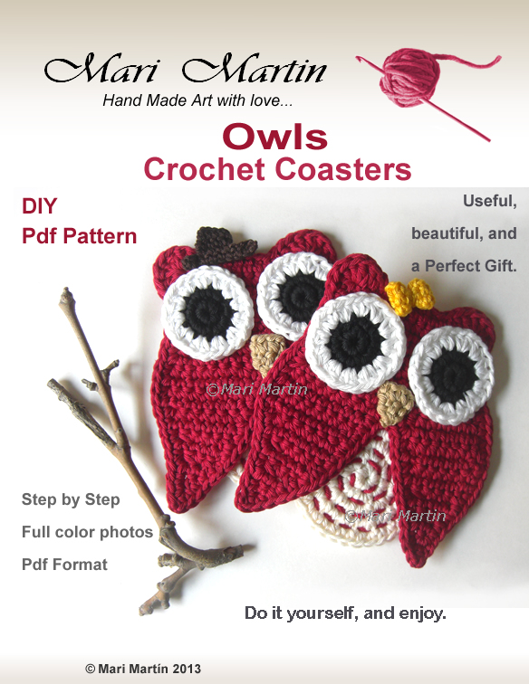 Crochet Coasters Owl Pattern Crochet Colorful