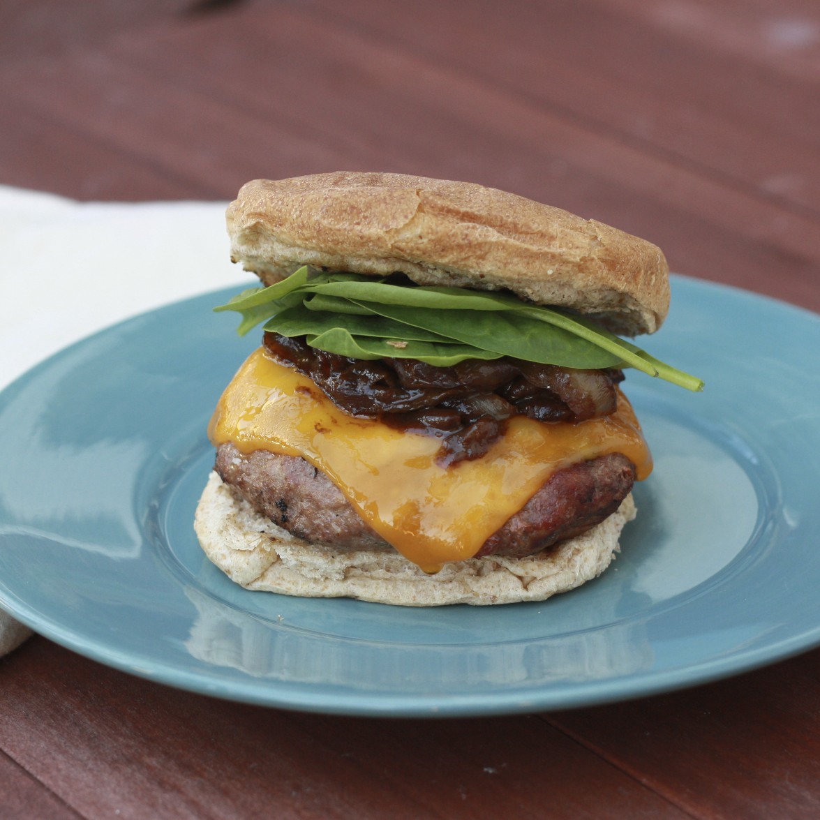 Kentucky Style Turkey Burgers with Redeye Bourbon Onions and Cheddar The Sweets Life
