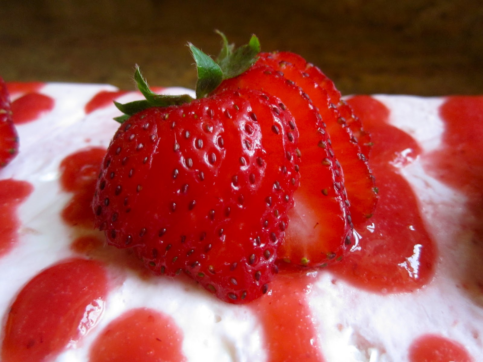 Frozen Strawberry and Meringue Dessert with Strawberry Coulis