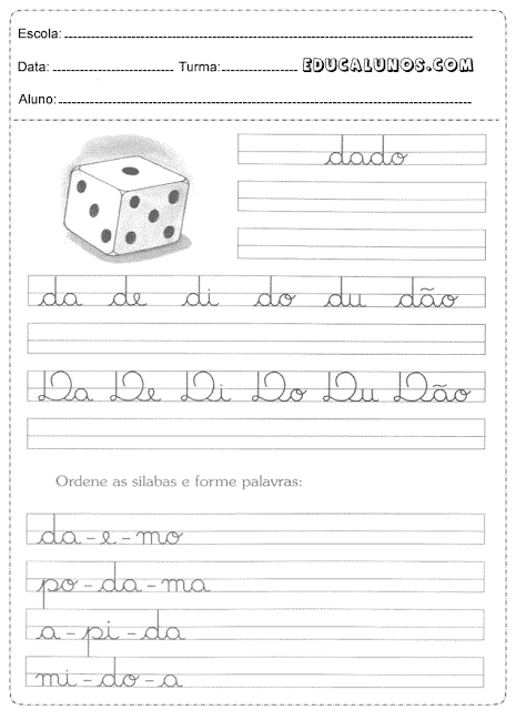 Ordene as sílabas e forme palavras