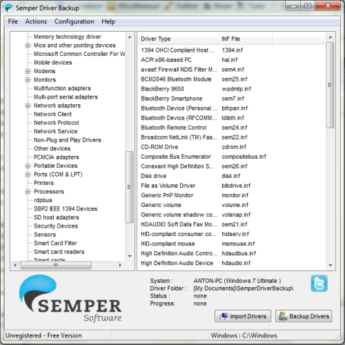 Driver backup n Restore Backup and Restore Windows Drivers dengan Semper