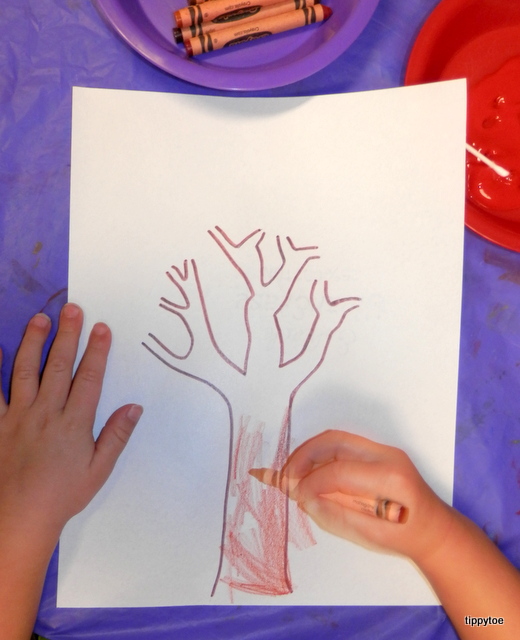 Tippytoe Crafts QTip Painting Fall Tree