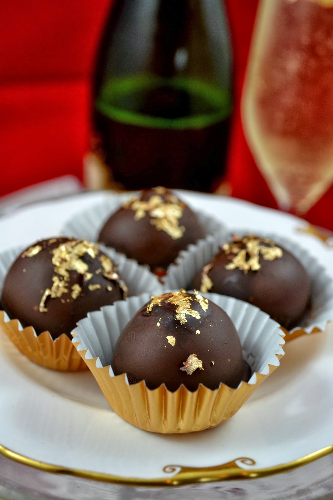 Valentine's Recipe Champagne Gold Leaf Truffles