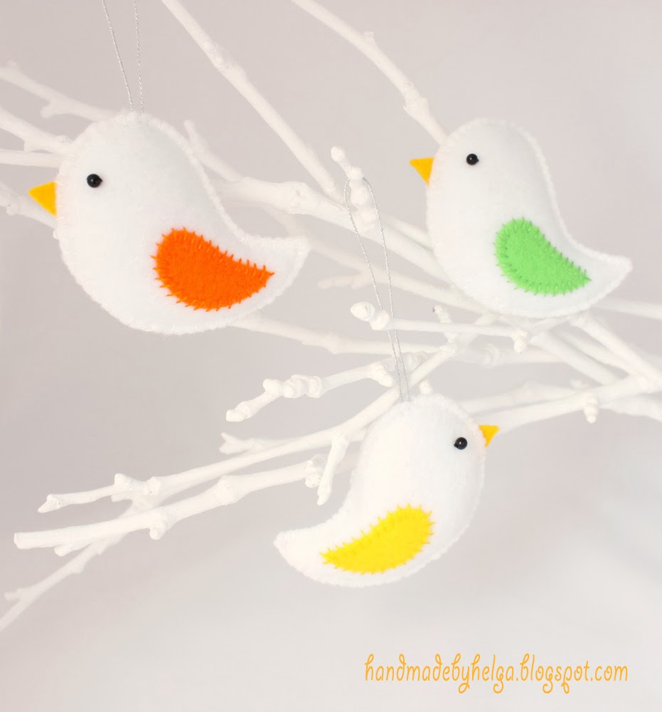 Handmade by Helga Felt Bird Ornaments