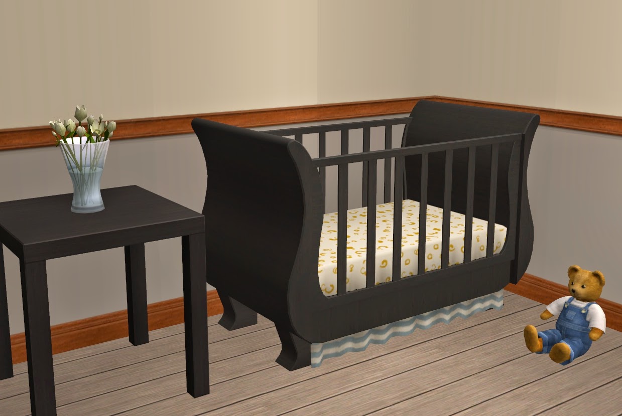 TheNinthWaveSims The Sims 2 Freetime Sleigh Crib in LACK Recolours