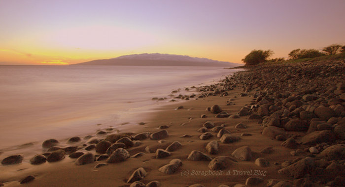 Sunset Lahaina Maui Hawaii black sand beach Sunset Lahaina Maui Hawaii black sand beach