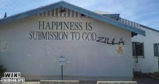 happiness is submission to godzilla hacked church funny