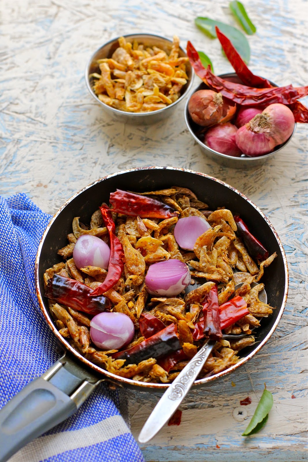 Plateful Kerala Style Dried Shrimp Chutney — Unakka Chemmeen Chammanthi