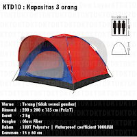 KTD10 krey tenda dome kapasitas 3 orang 1 layer