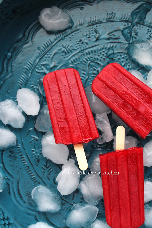 My Little Expat Kitchen Raspberry sorbet popsicles