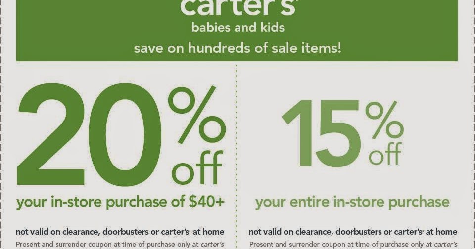 Carters Printable Coupons 15 Off or 20 Off 40+ Purchase Your