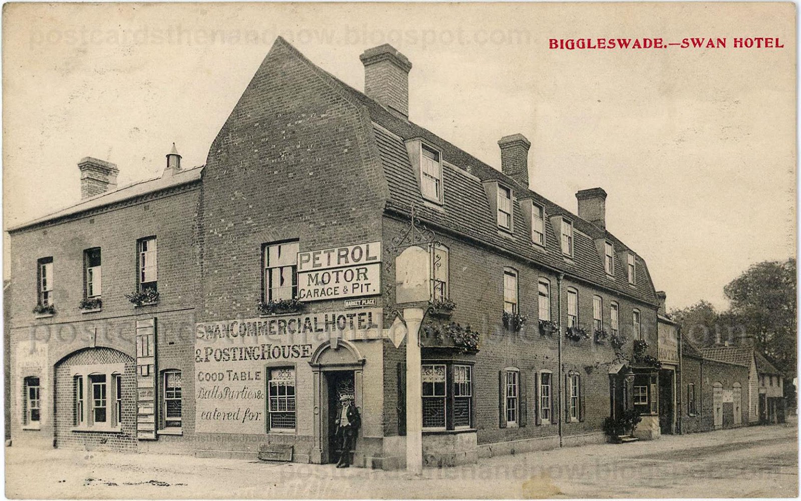 Postcards Then and Now Biggleswade, Bedfordshire, The Swan Hotel c1910