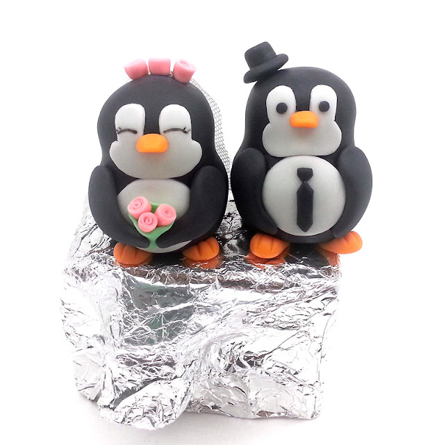 Penguin wedding cake toppers figurine Pingvina iz sladkorne mase