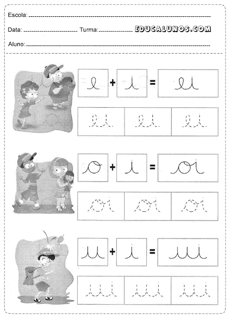 Junte as letras e forme a palavra Ei, Oi e Ui