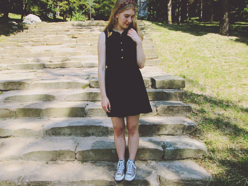 asos dress, filipa canic, filipa canic blog, flower crown,black, outfit