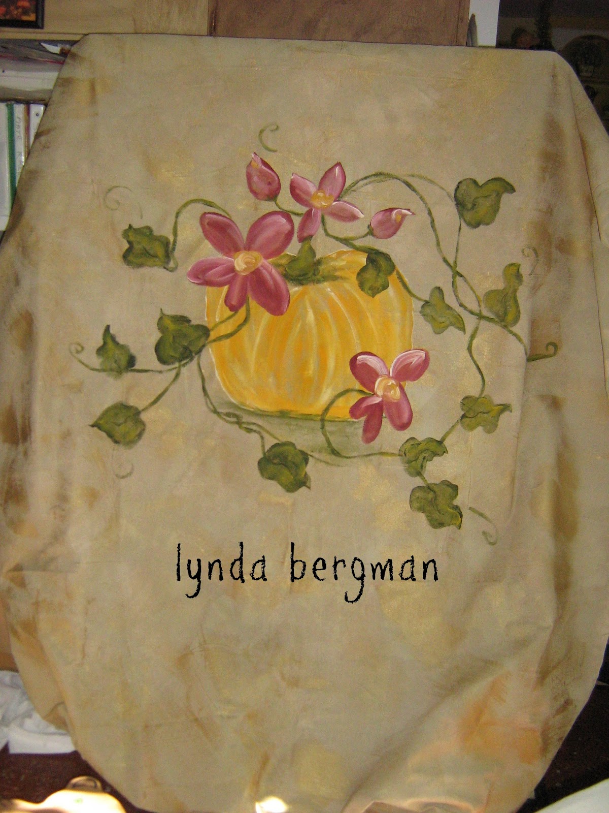 LYNDA BERGMAN DECORATIVE ARTISAN PAINTING ARTWORK ON CANVAS DROP CLOTHS