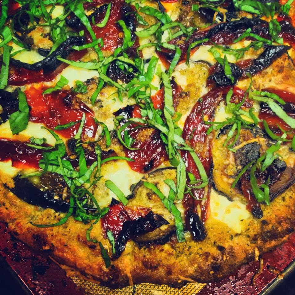 Haute + Heirloom Eggplant Parmesan Pizza with Roasted Eggplant Chips