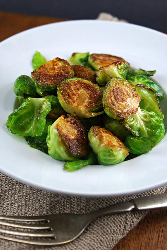 Authentic Suburban Gourmet { Pan Fried Brussels Sprouts with Sriracha
