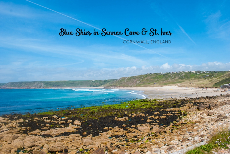 Sennen Cove beach image in Cornwall, England, UK Blue Skies in sennen cove and visiting the town of st. ives in Cornwall, England, UK