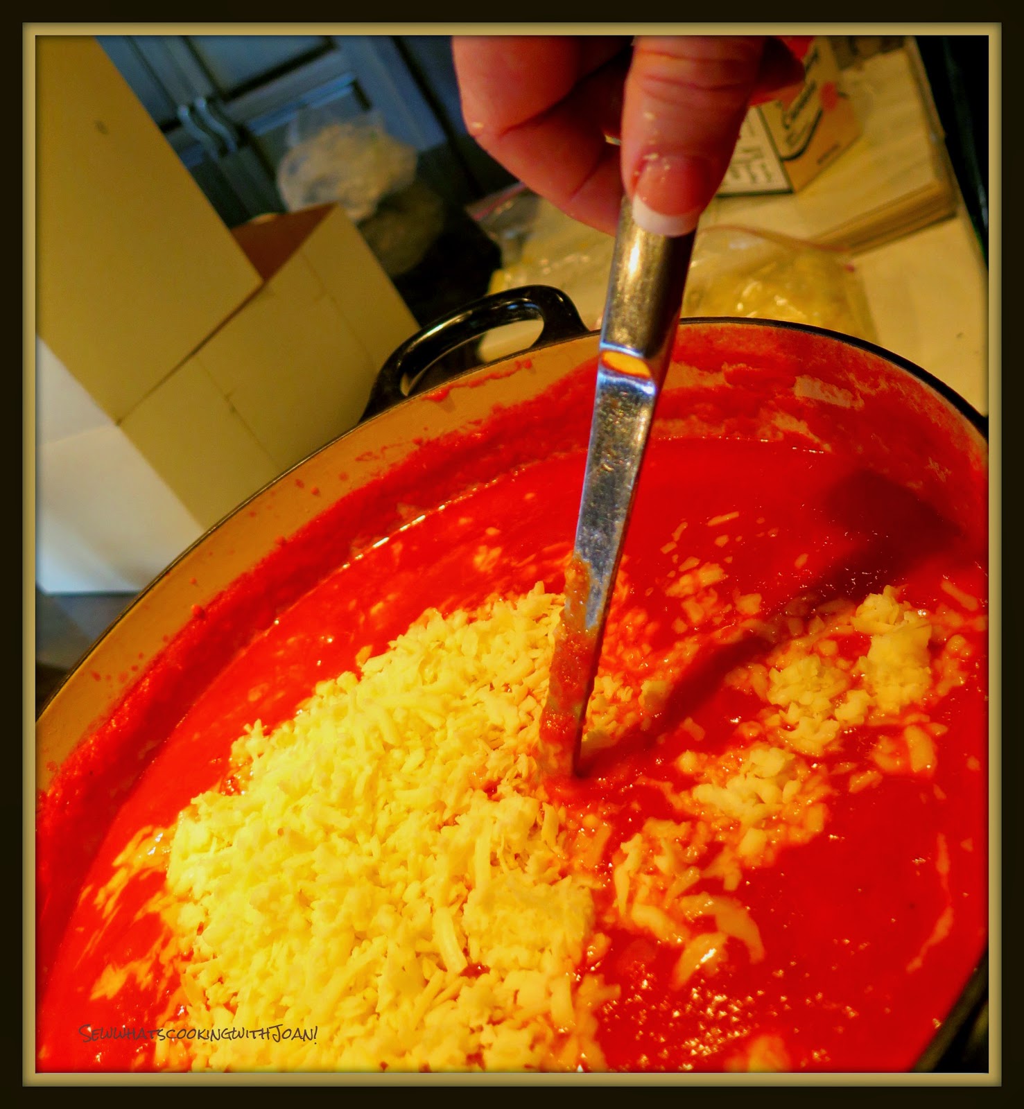 Sew what's cooking with Joan! Beecher's Tomato Soup!