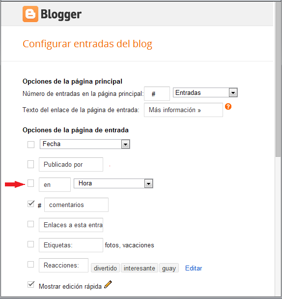 Configurar entradas Configurar entradas