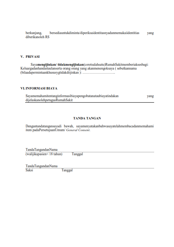 Contoh Form Dokumen Persetujuan General Consent ...