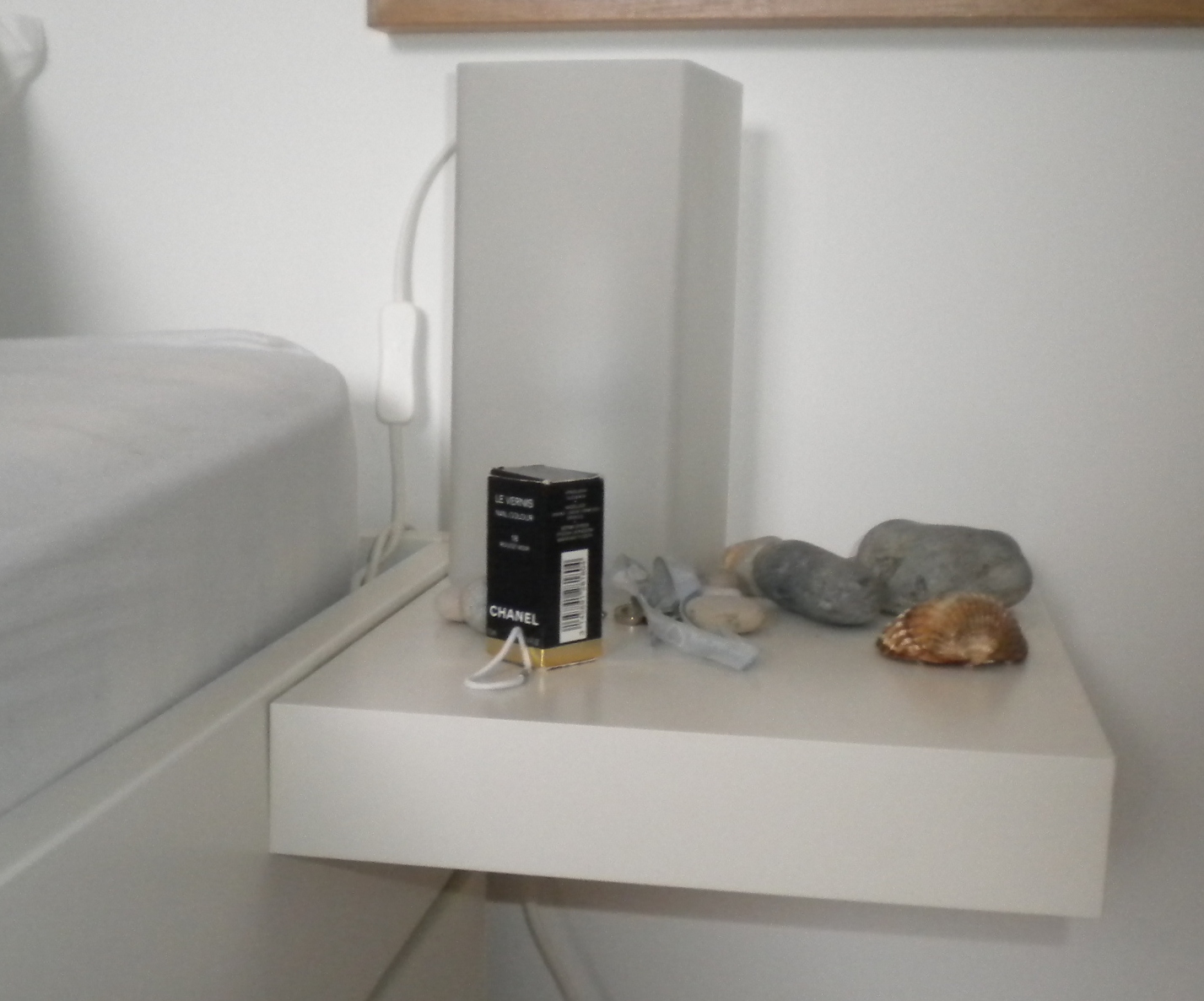 Brimnes bed with Lack shelf as bedside table Brimnes bed with Lack shelf as bedside table