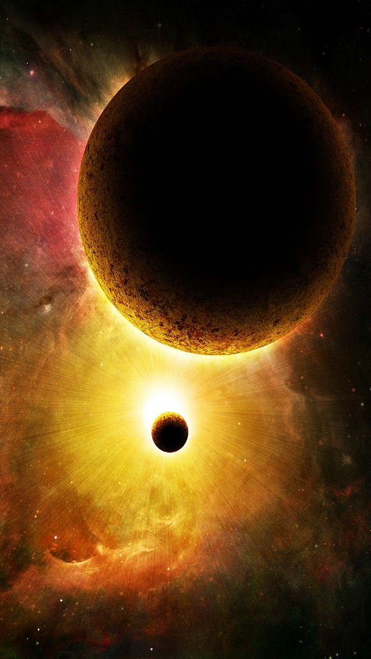 Burning Planets In Space Android Wallpaper