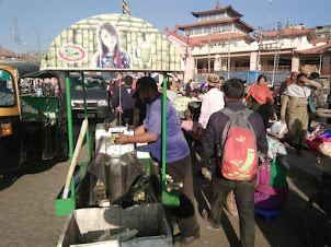 Sugar cane juice hawker in Imphal.