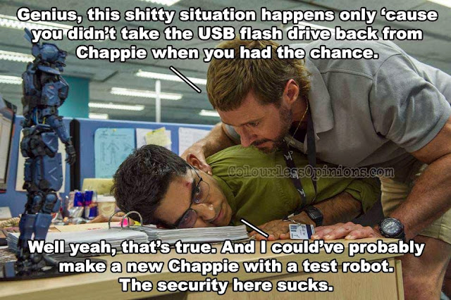 Dev Patel and Hugh Jackman are allowed to do less than their acting skills are capable of. Chappie meme Dev Patel Hugh Jackman
