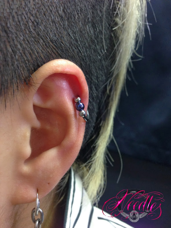 Titanium High Polish Balls and Titanium Dark Purple Bead(Piercing Not title=