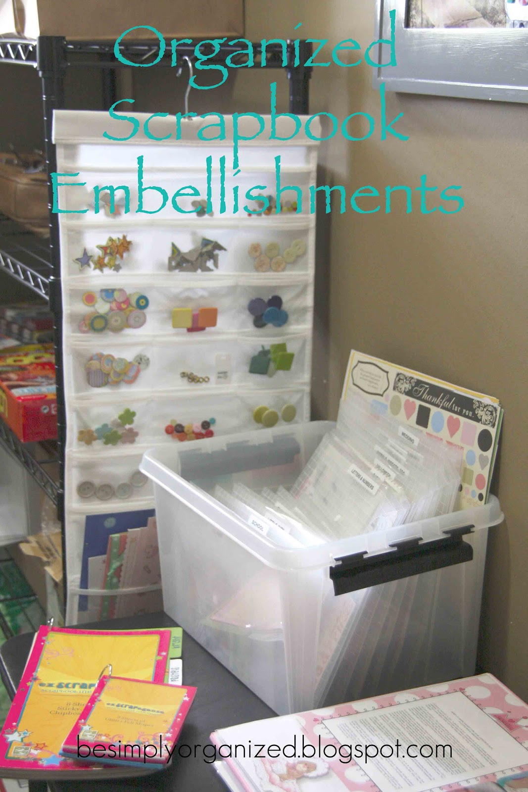 simply organized organized scrapbook embellishments