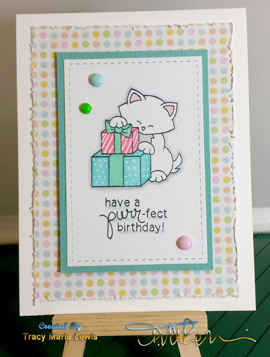 Kitty Birthday card by Tracy Lewis | Newton's Birthday Bash stamp set by Newton's Nook Designs #newtonsnook