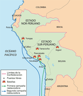 Mapa de Confederación Perú Boliviana 1836 - 1839