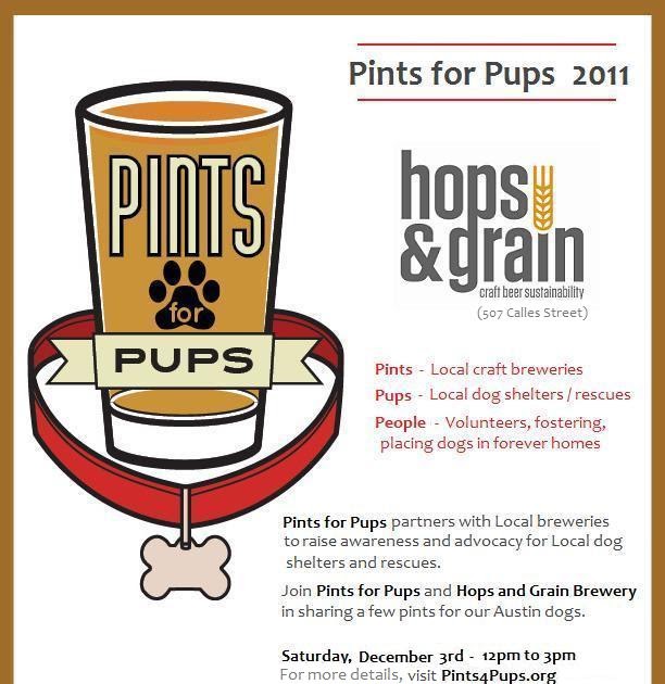 Keep Austin Dog Friendly Pints for Pups HopsandGrain Dec. 3rd