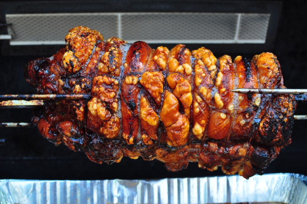 Rotisserie Barbecued Pork Belly Dad Cooks Dinner