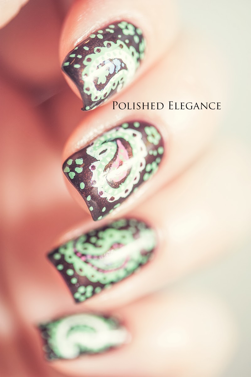 Polished Elegance Lucky Dip Paisley nail art
