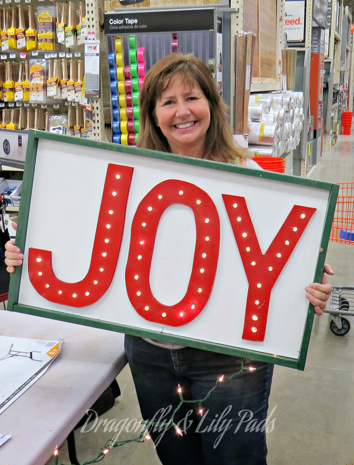 Finished Joy Marquee Sign, Karen Marie Kedzuch, Home Depot Her It Yourself Workshop