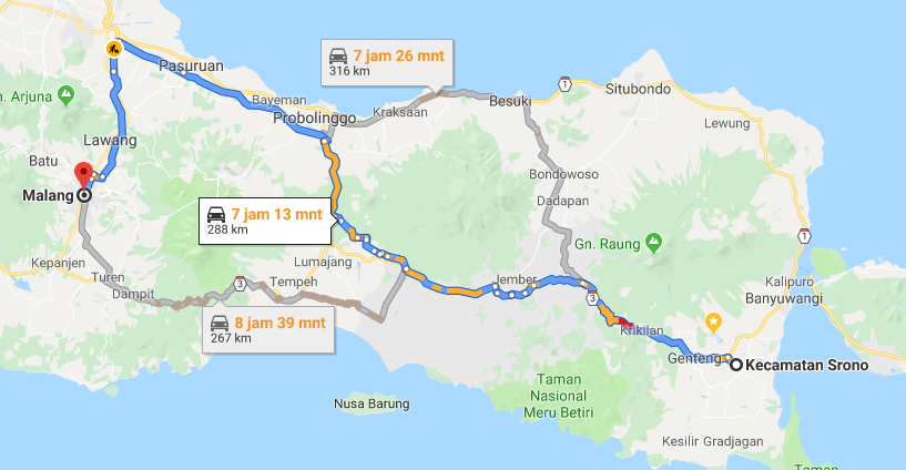Travel Banyuwangi Malang via Jember
