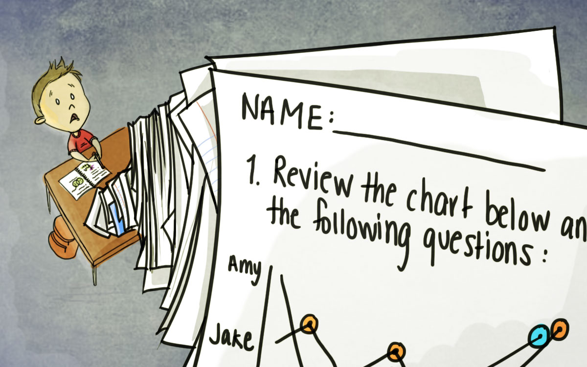 Swamped with work in a sentence picture