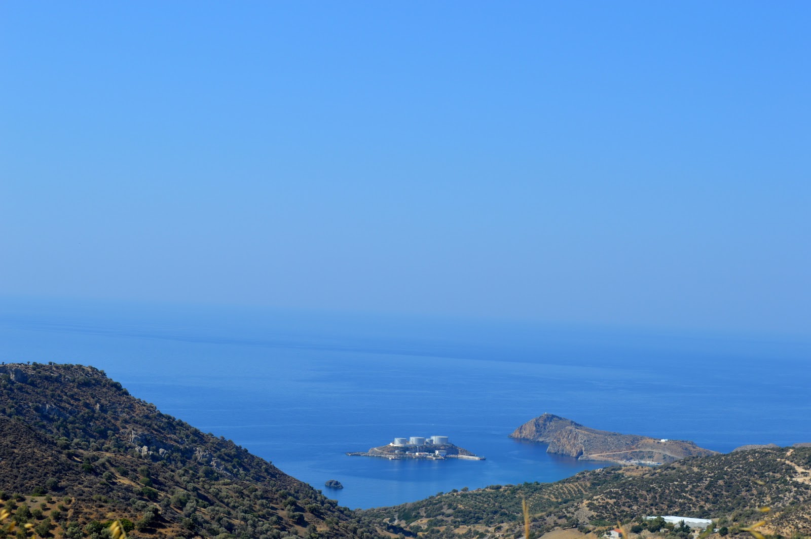 View of the beach of kaloi limenes south of Crete. Note the oil storage. View of the beach of kaloi limenes south of Crete. Note the oil storage.