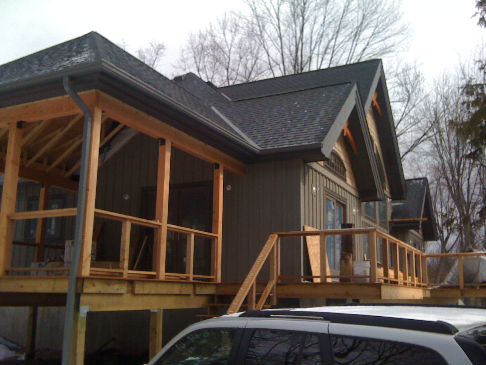 Tiger S Den Priming Covered Porch Ceiling Beam Staining