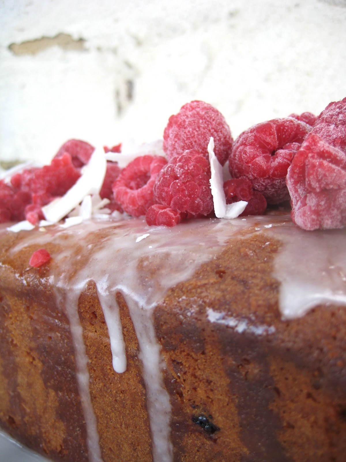 cream butter & sugar Lemon, coconut and raspberry sour cream cake.