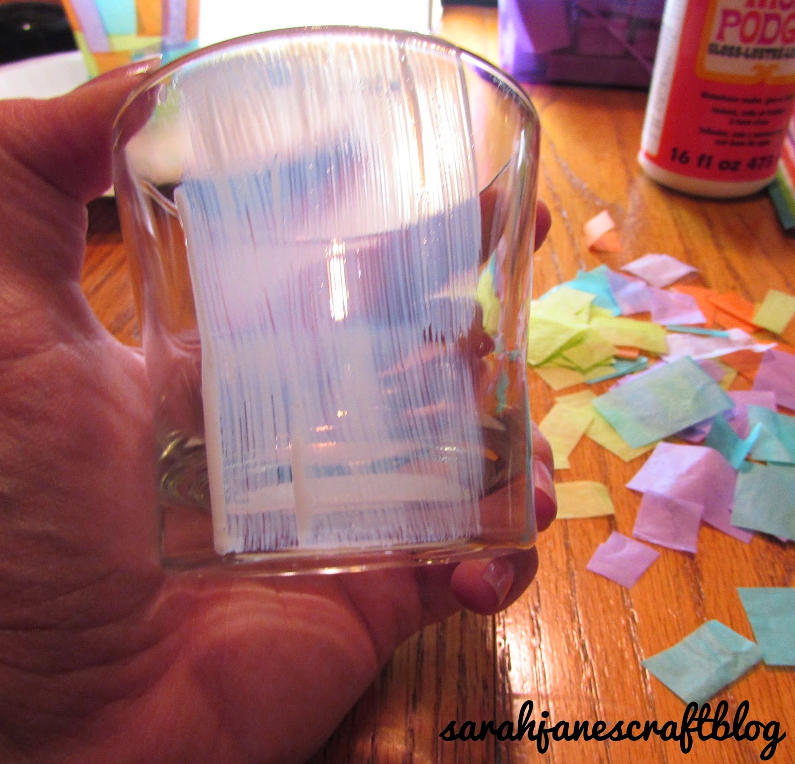 Sarah Jane's Craft Blog Tissue Paper "Stained Glass" Candle Holders
