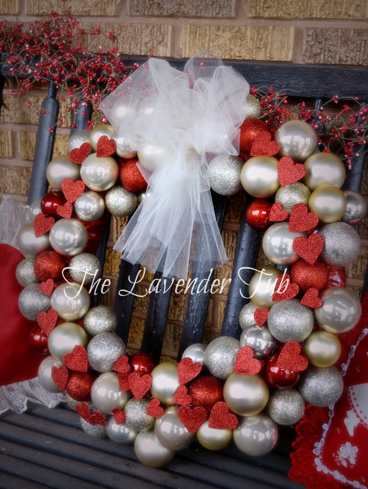 The Lavender Tub: Christmas Ball Valentine Wreath (A Pinterest Fail)